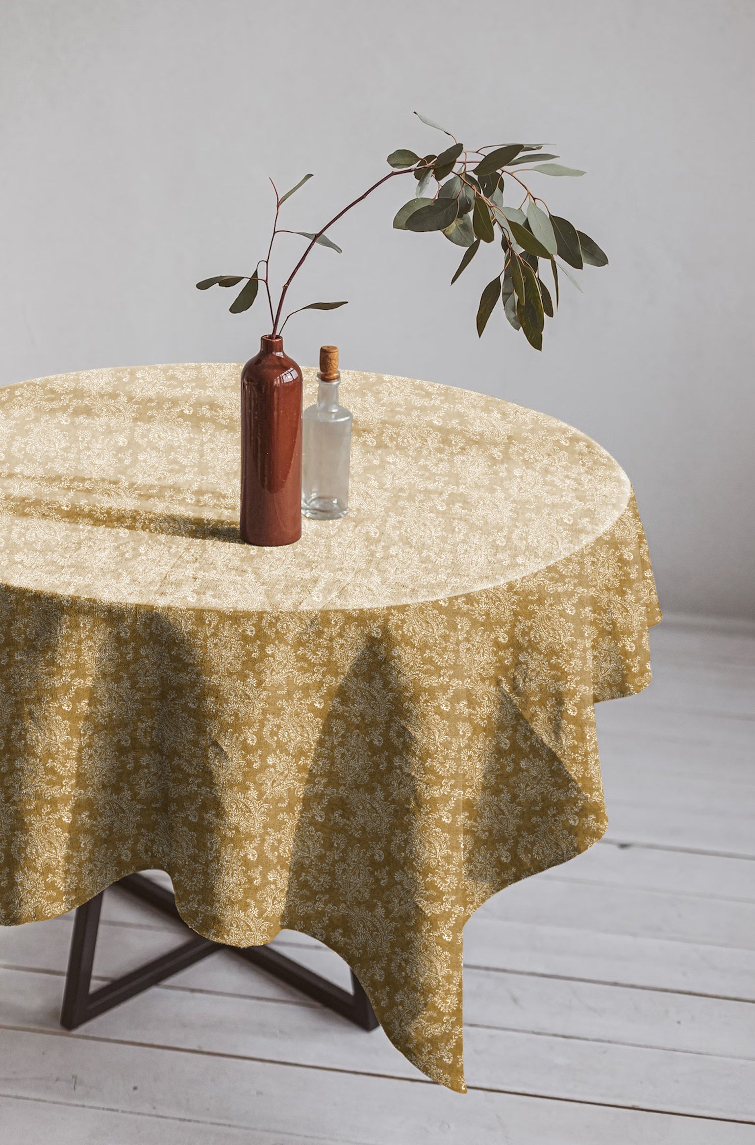 Jodhpur Flowers 6 Seater Table Cloth Camel