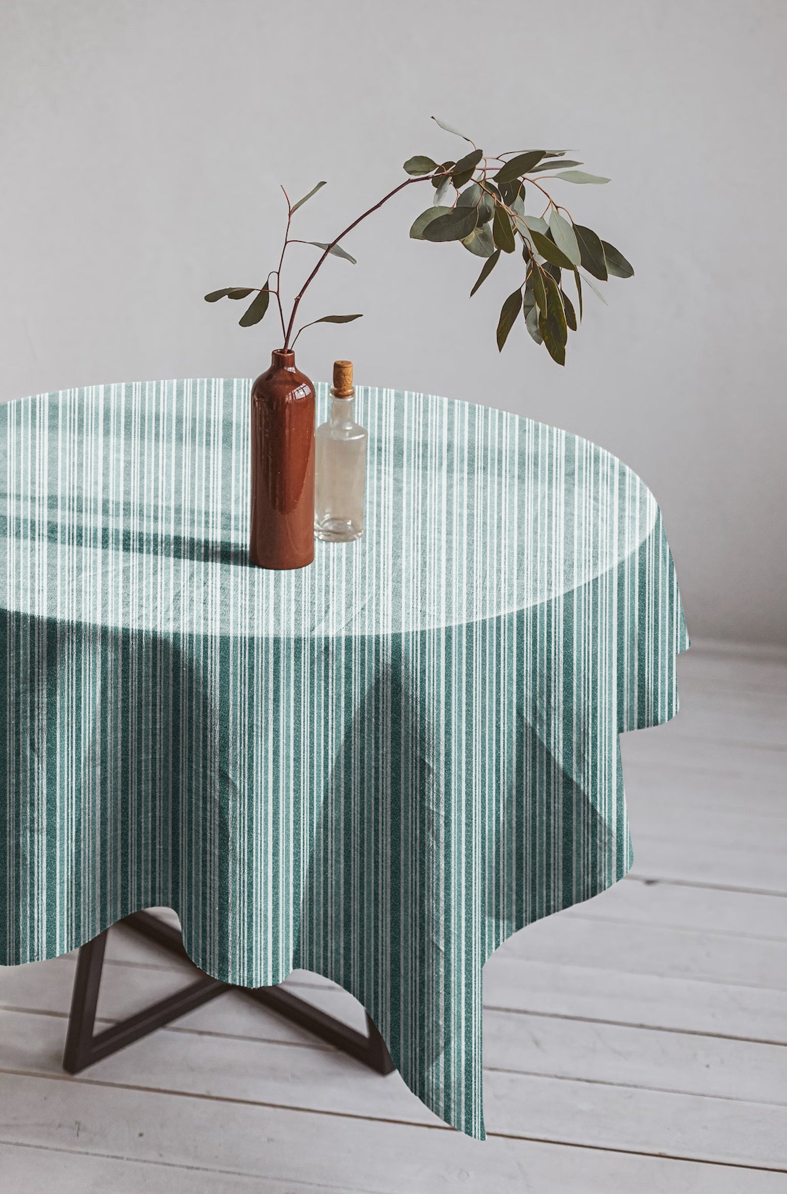 Jodhpur Stripe 6 Seater Table Cloth Teal