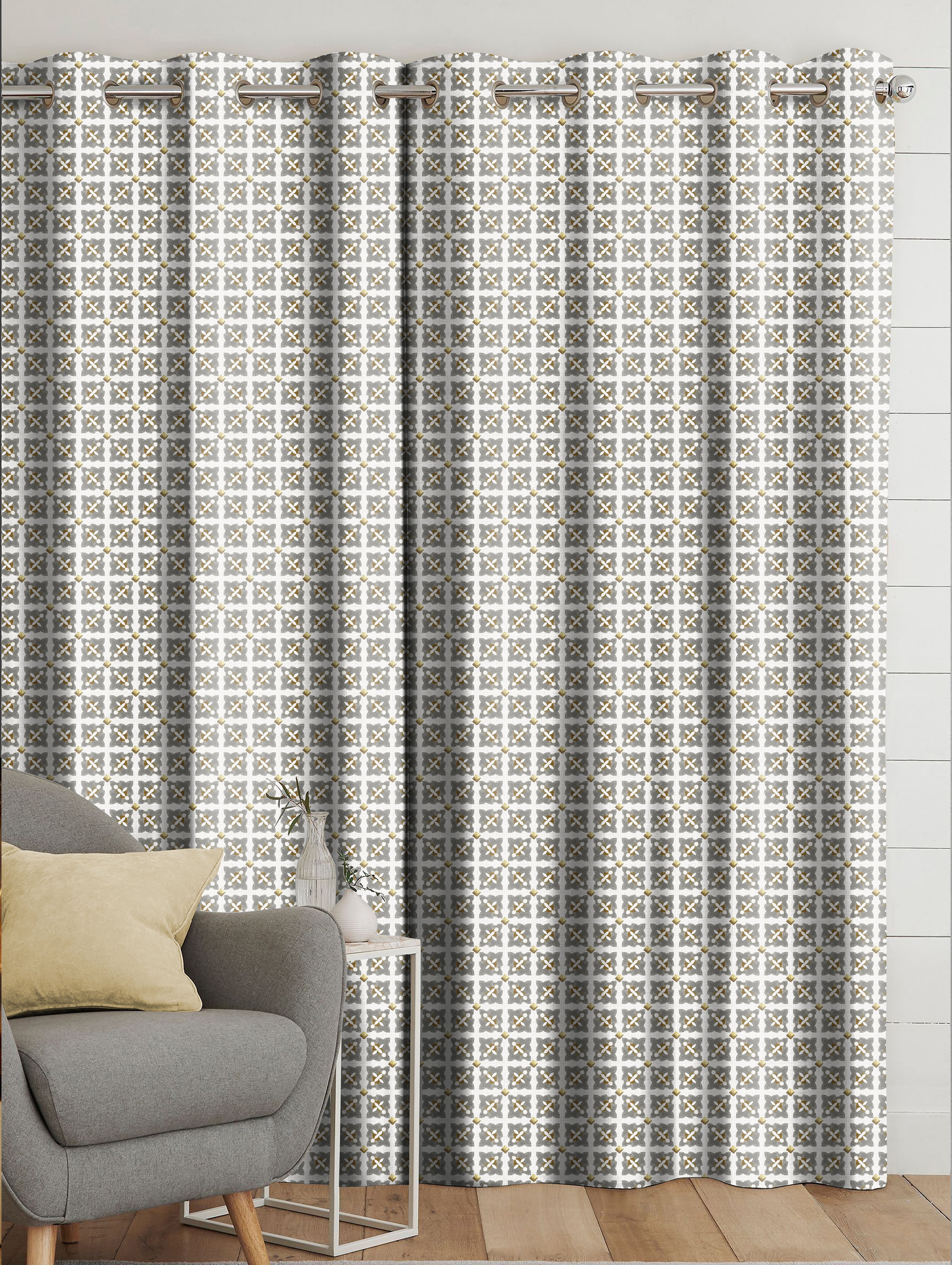 DOHA GOLD ROOM DARKENING PRINTED CURTAIN