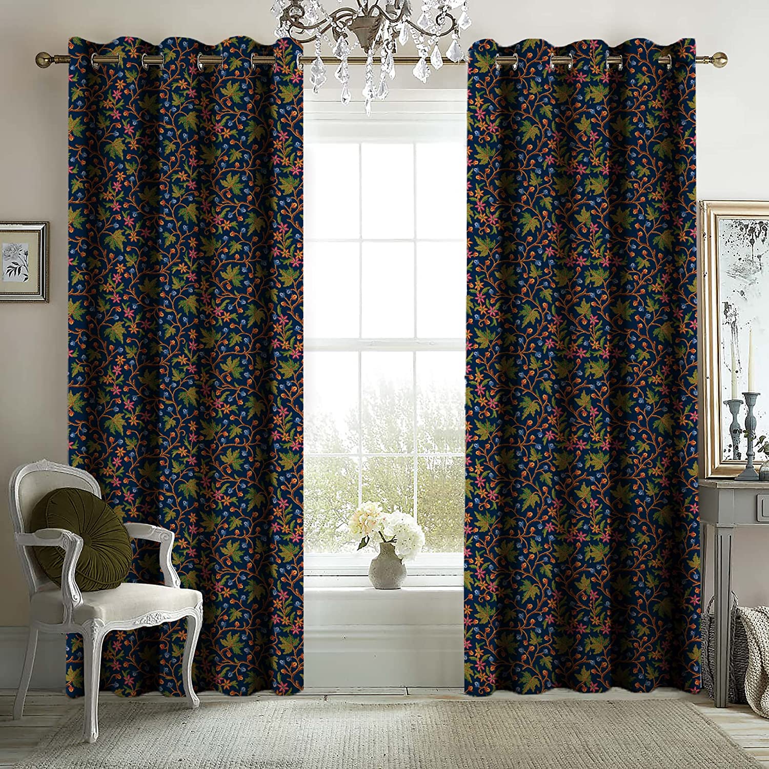 VAROSKI KASHMIRI NAVY BLACKOUT CURTAINS